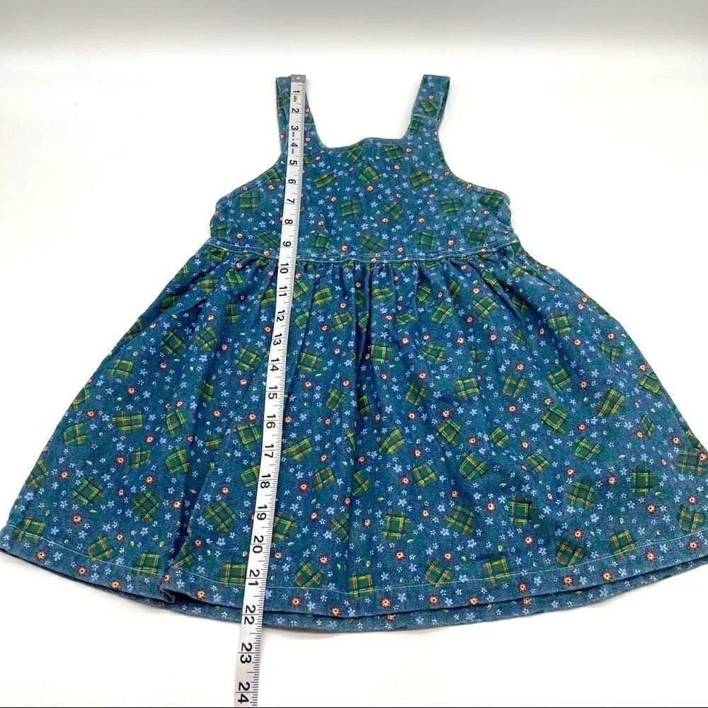 🌸 Badge Printed Chambray Dress Overalls